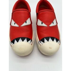 Fendi Red Leather Slip on Monster Bug Sneaker Tennis Shoe sz 35